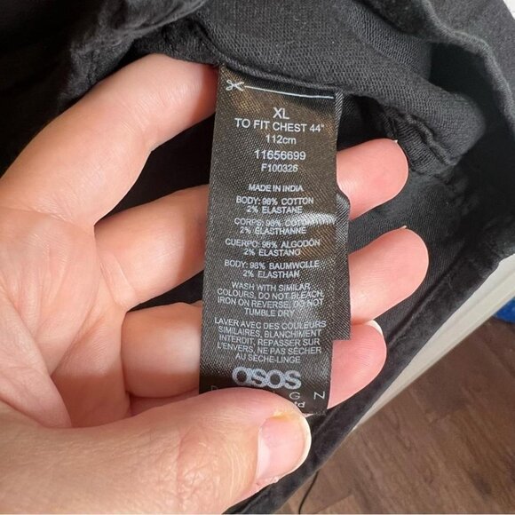 ASOS Design Mens Black Casual Short Sleeve Button Down Shirt Stretch Neutral Top - Picture 5 of 7